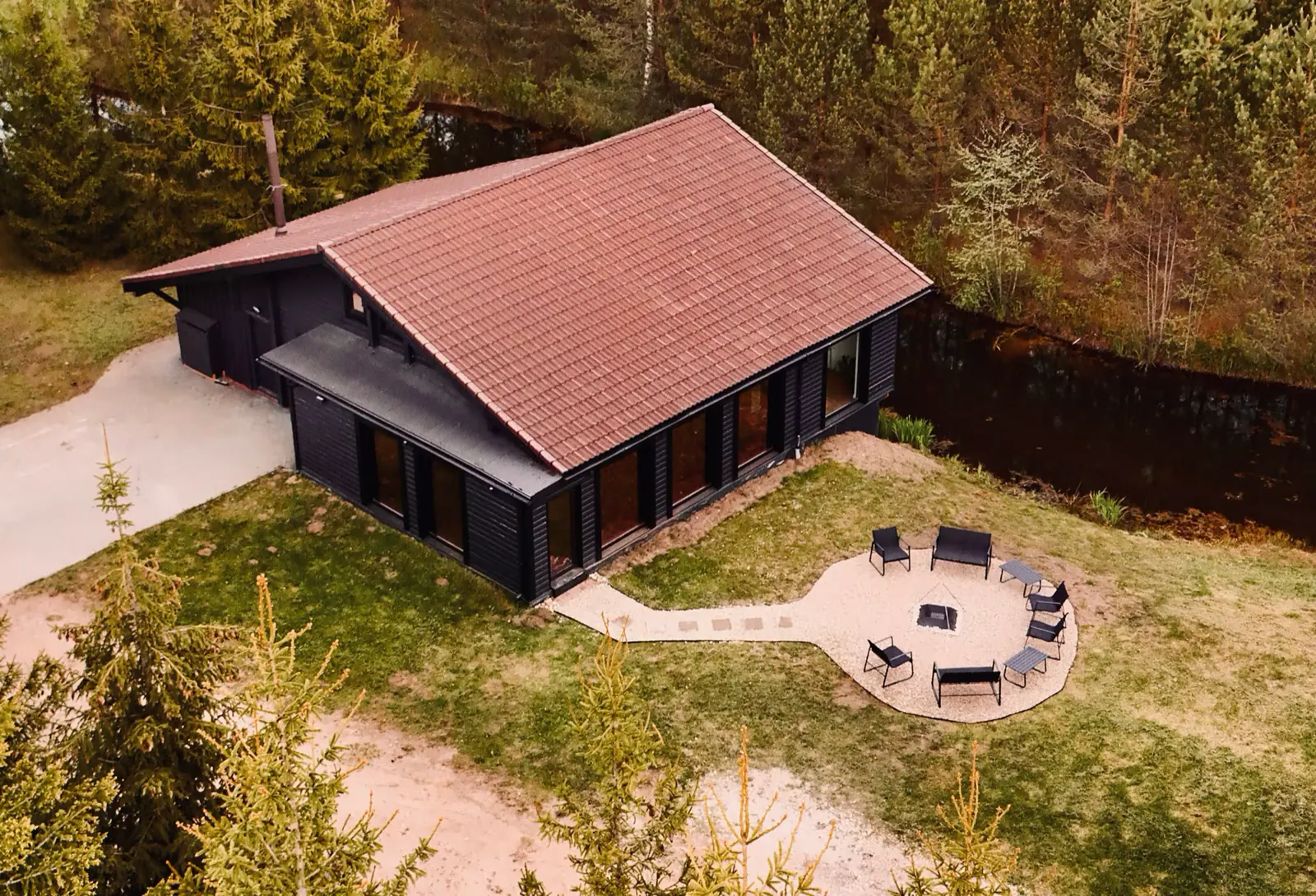 Private retreat home living space close to nature.
